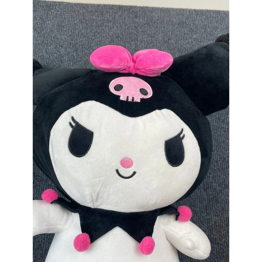 Sanrio Kuromi Plush Backpack 15 Inch Black White Pink Kawaii Character Bag NEW